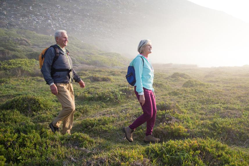 Photo: Couple hiking outdoors.