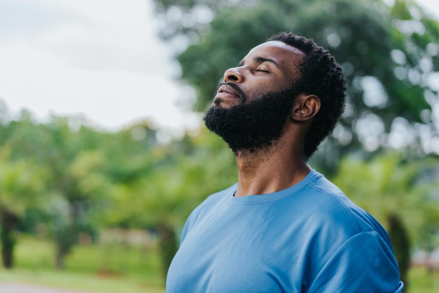 Person smelling the wind