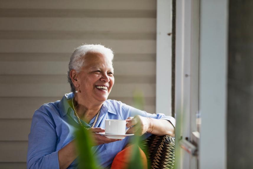 Lady enjoying tea