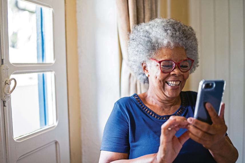 A woman looking at her mobile phone