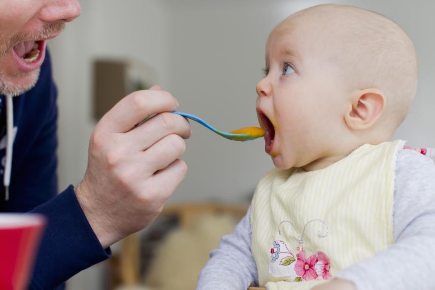 Baby being feed