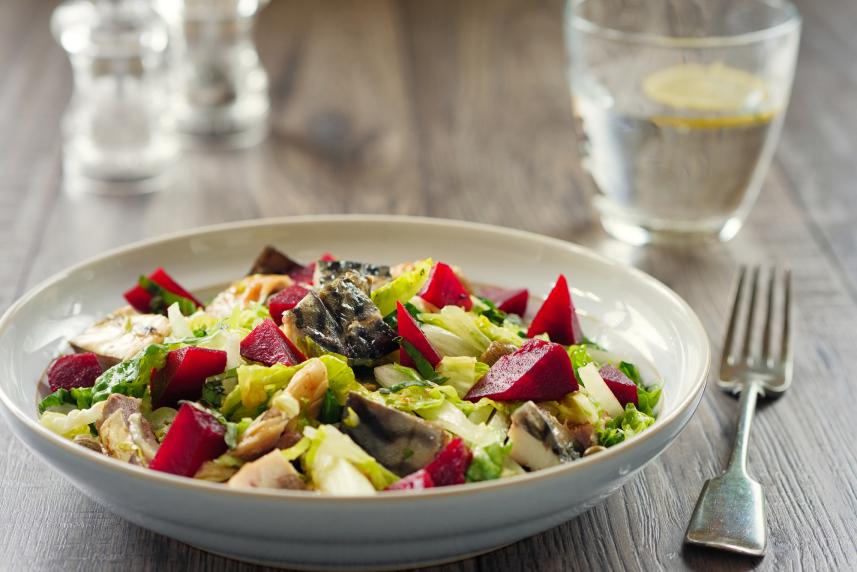 Beet, Kale, and Kohlrabi Salad with Grapefruit Vinaigrette