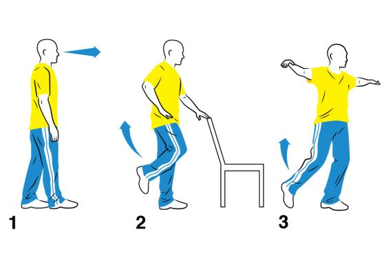 Illustration: Heel-to-Toe Walk, One-Legged Stand, Walk the Line