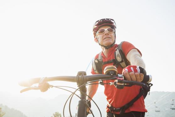 Man exercising using bike