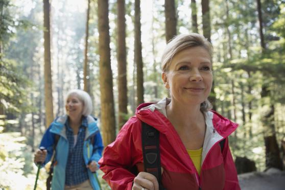 Older woman hiking