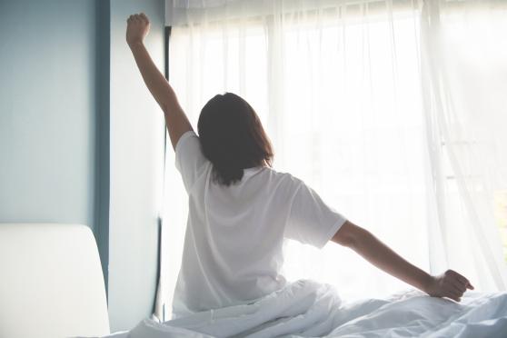 Asian woman stretching