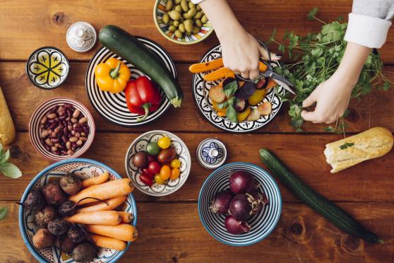 Fresh vegetables and beans