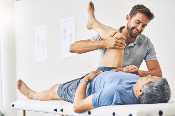 Patient learning how to stretch