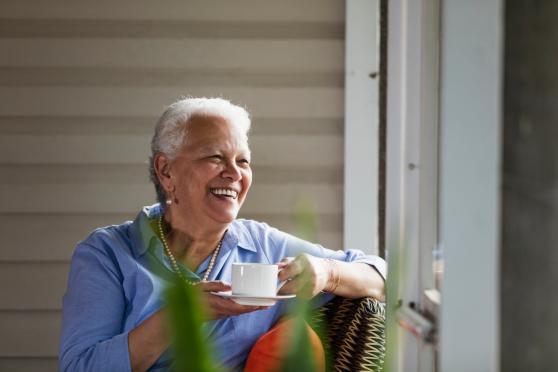 Lady enjoying tea