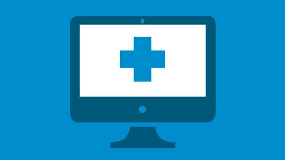 Icon Of A Computer With A Blue Cross On The Screen